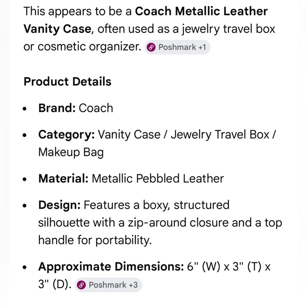 COACH Pink Metallic Leather Mini Vanity Case - Picture 14 of 14